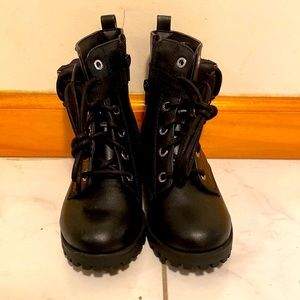 Platform Combat Boots, with Bag Decor, Round Toe